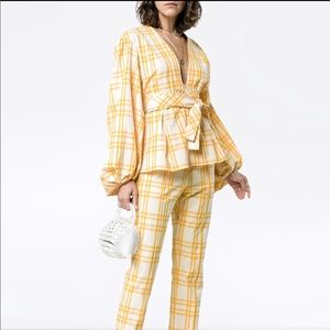 Rosie Assoulin The Ties That Bind Us plaid top NWT